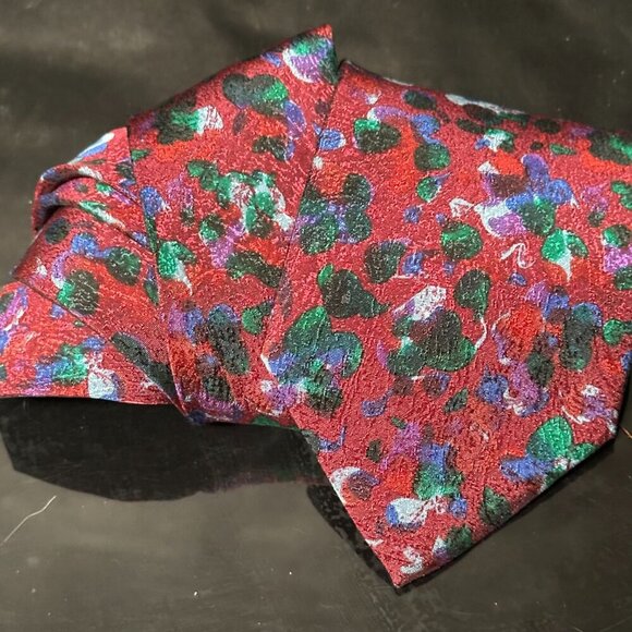 Missoni Tie Burgundy Abstract Maroon Silk Necktie Neckwear VTG Painterly - Picture 6 of 7